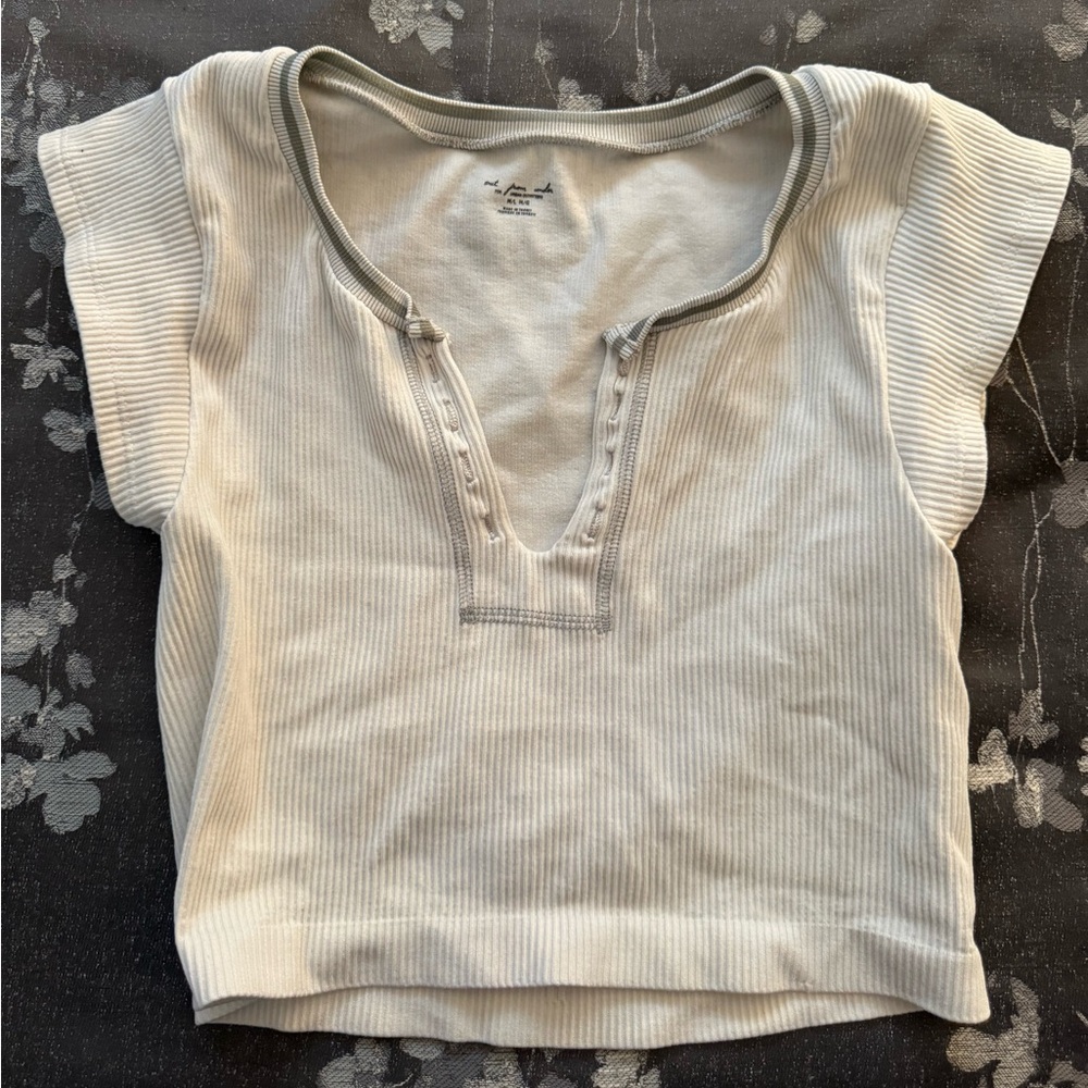 Urban Outfitters Out From Under Cream Ribbed “Go for Gold” Top Size M/L